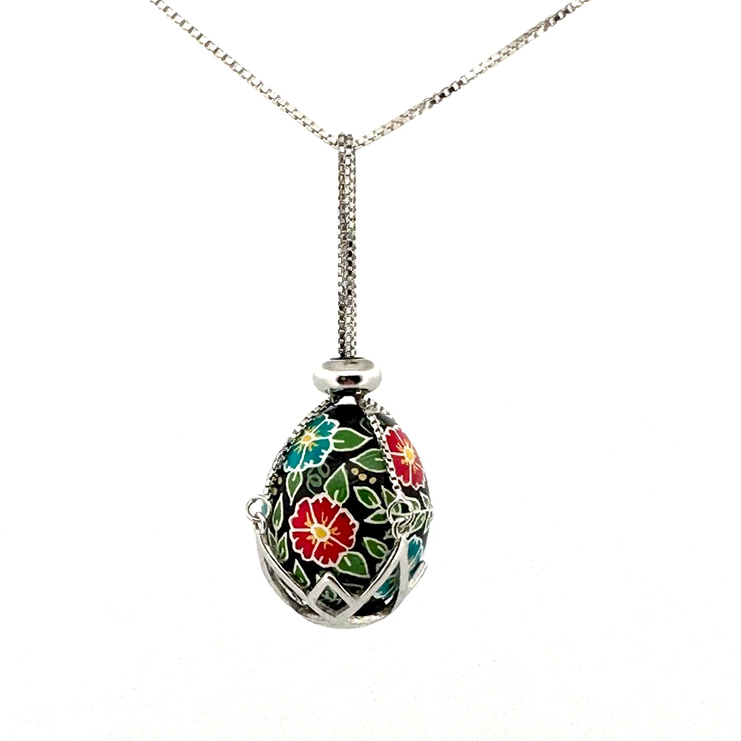 Nested Parakeet Egg Pysanky Necklace