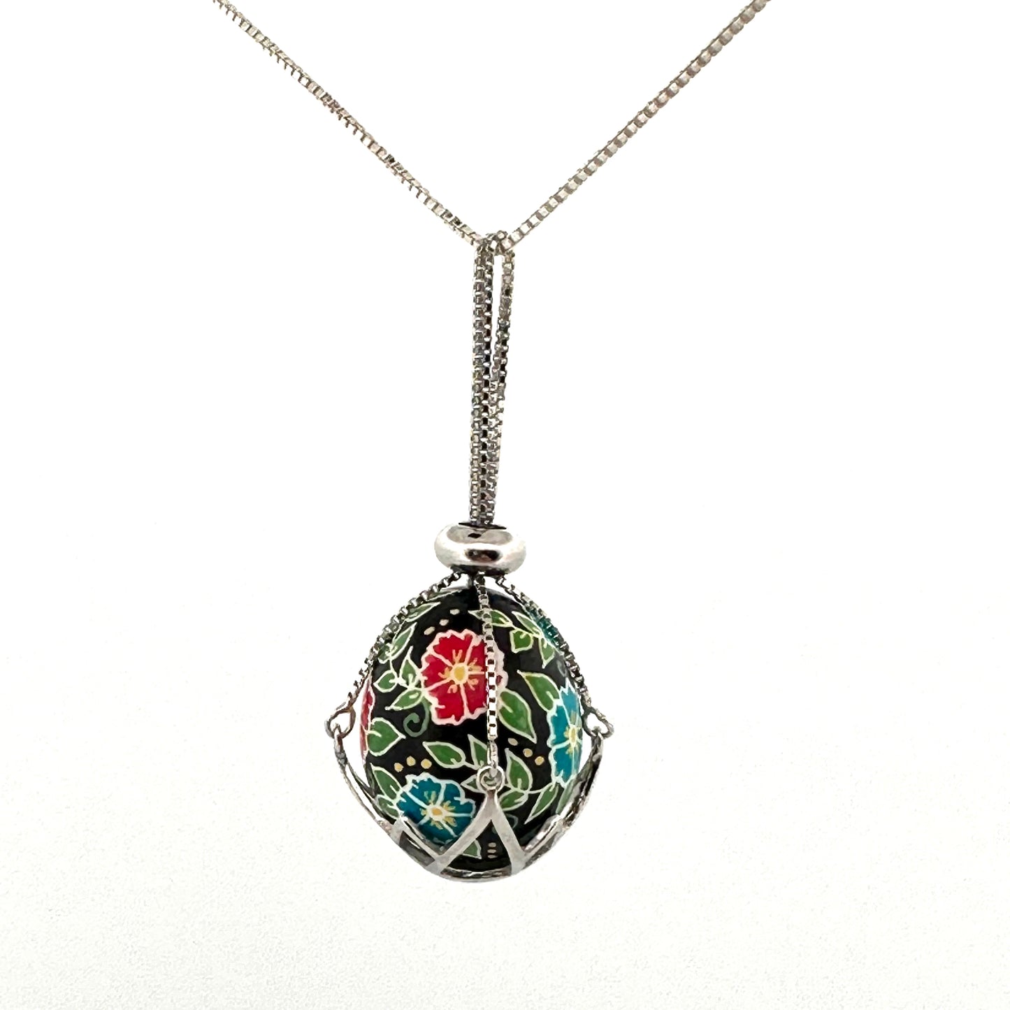 Nested Parakeet Egg Pysanky Necklace