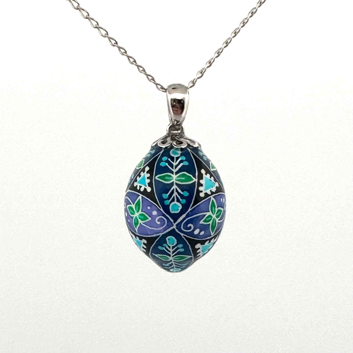 Parakeet Egg Pysanky Necklace