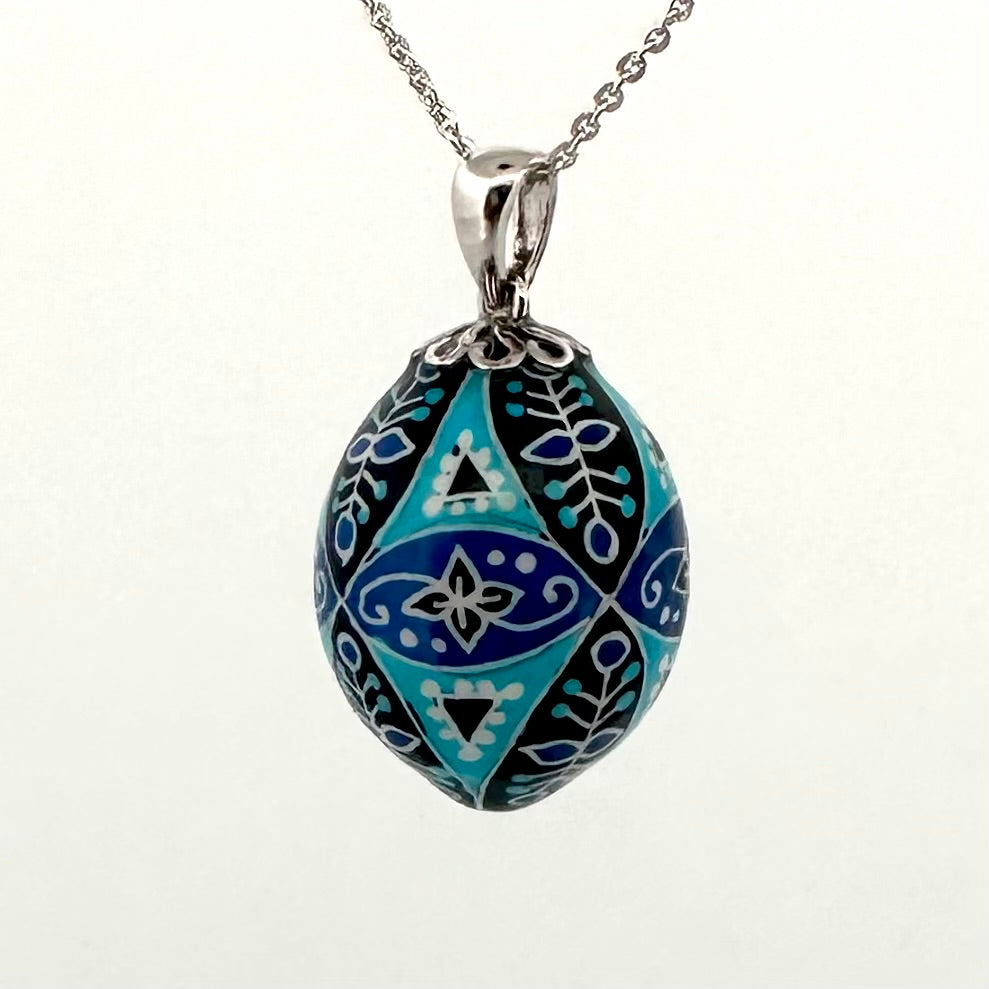 Parakeet Egg Pysanky Necklace