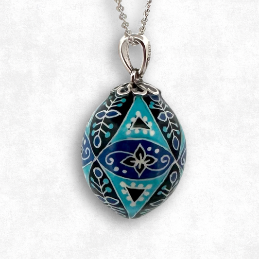 Parakeet Egg Pysanky Necklace