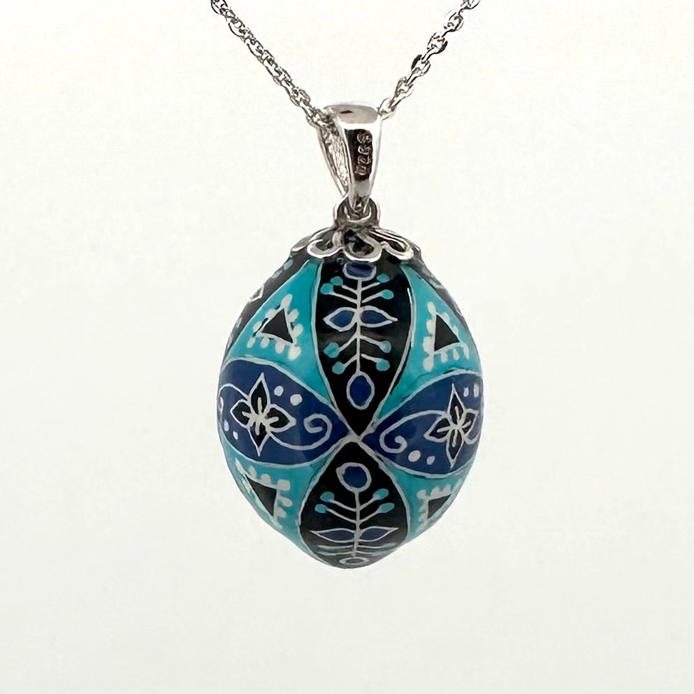 Parakeet Egg Pysanky Necklace
