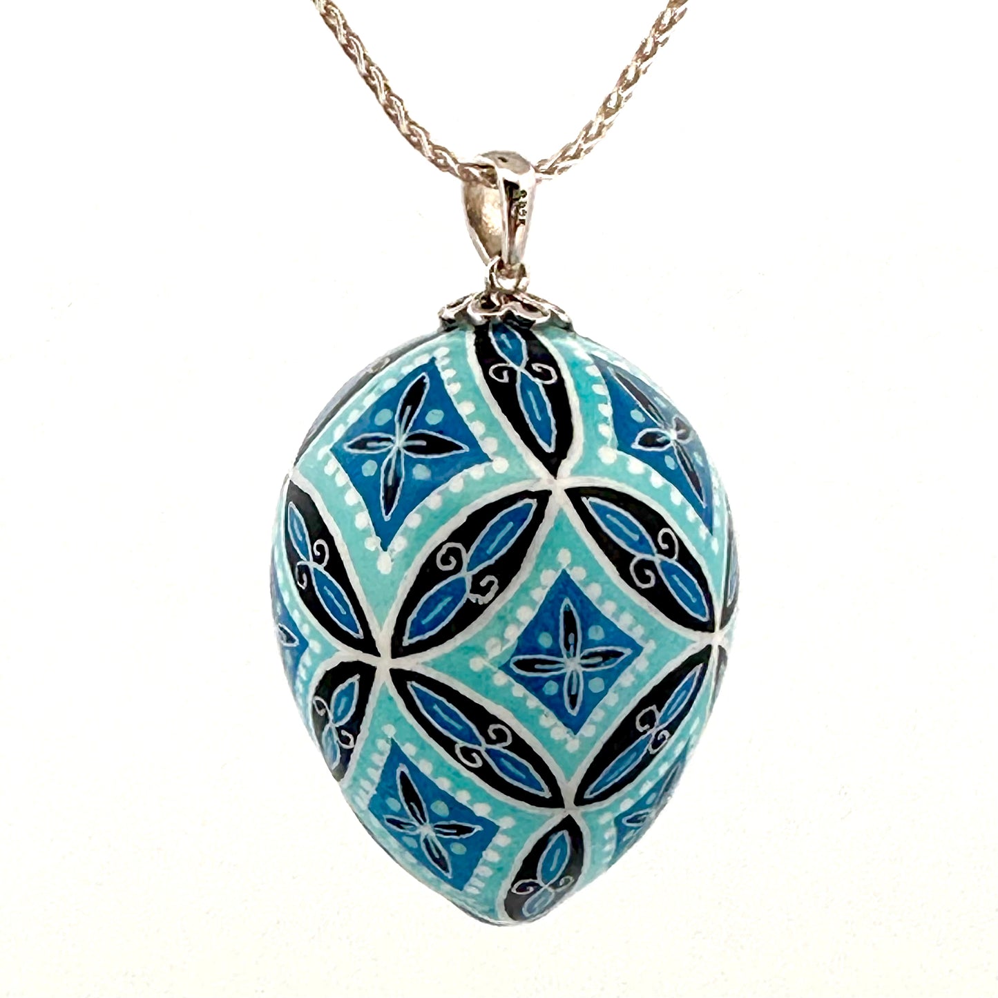 Filled whole quail Pysanky necklace