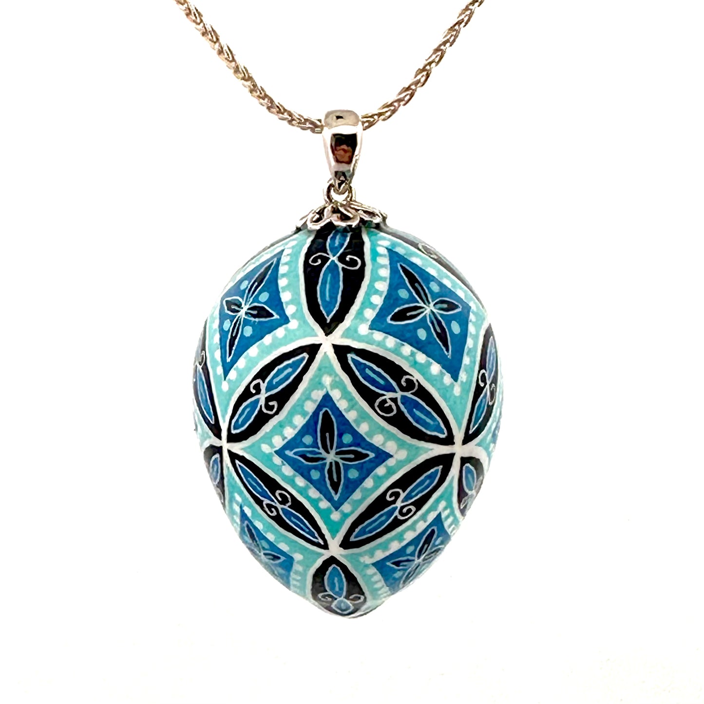 Filled whole quail Pysanky necklace